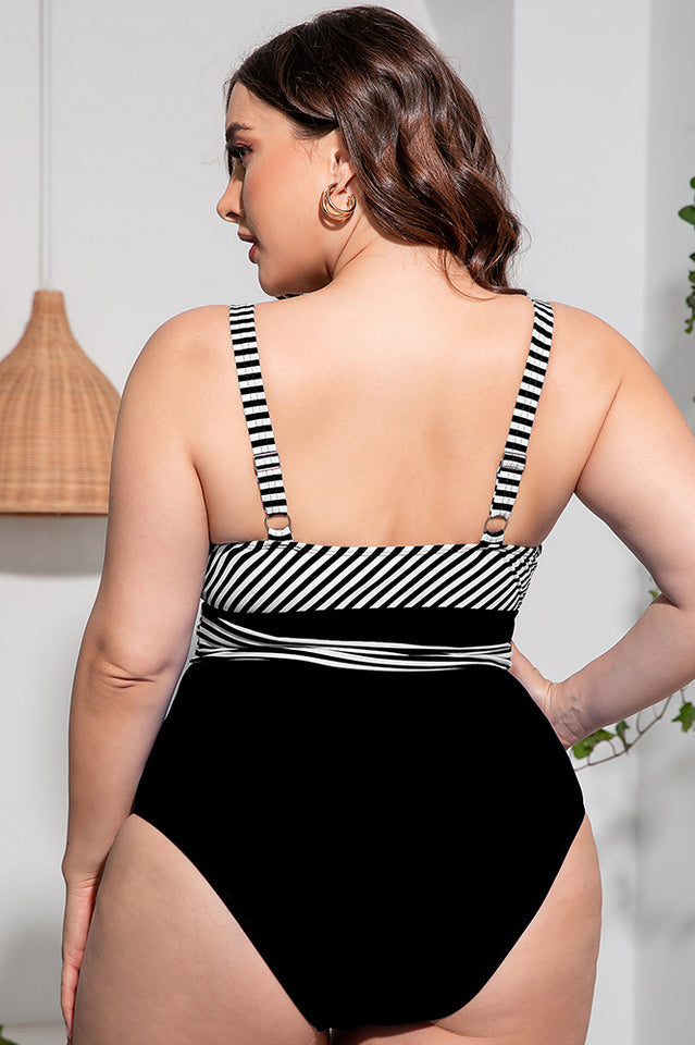 Striped Tie Waist One Piece Swimsuit - Seldom Seen Styles