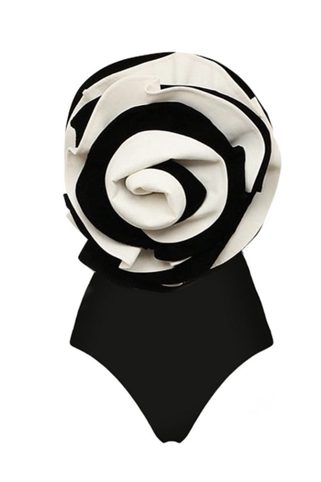 3D Flower One Piece Swimsuit & Skirt Set - Seldom Seen Styles