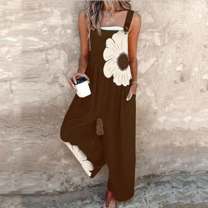 Elegant Sleeveless Floral Print Jumpsuit - Seldom Seen Styles