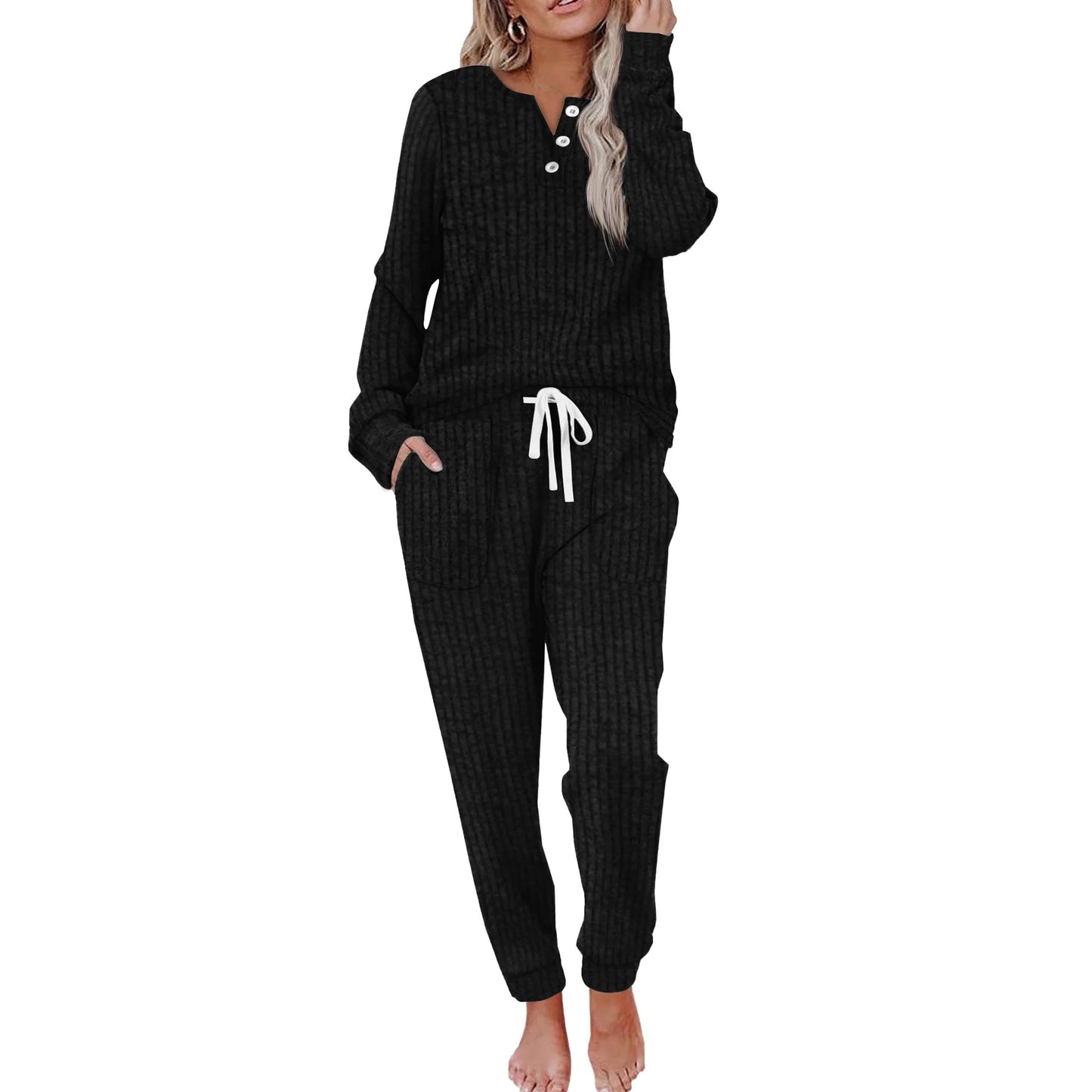 Two Piece Outfits for Women Lounge Sets Button Down Sweatshirt Sweatpants Sweatsuits Set with Pockets - Seldom Seen Styles