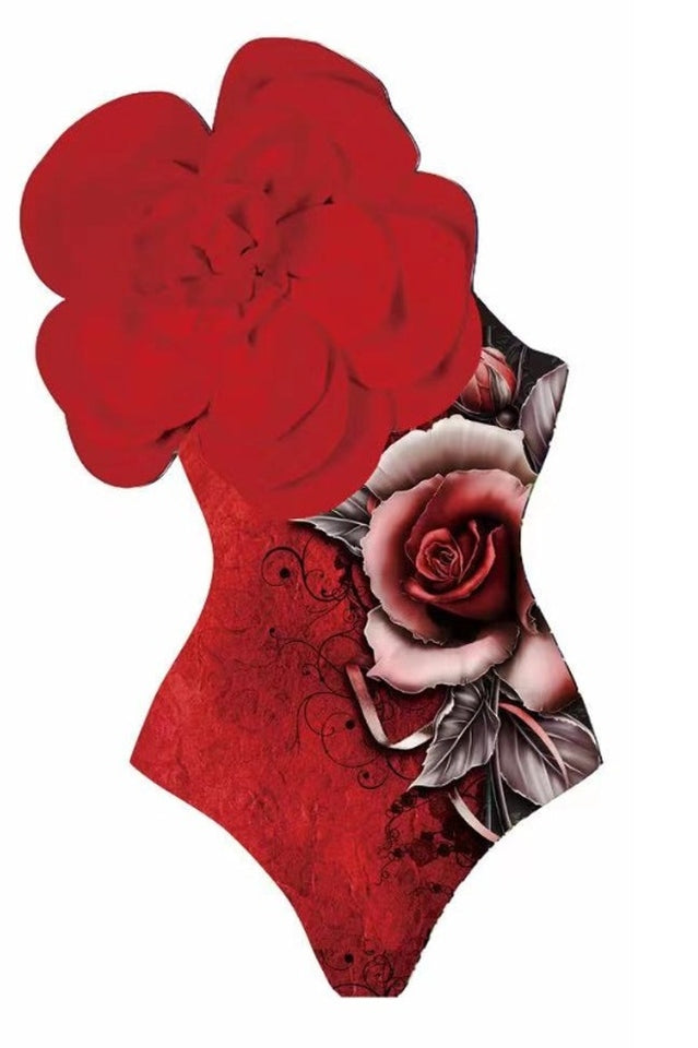 3D Flower One Piece Swimsuit & Skirt Set - Seldom Seen Styles