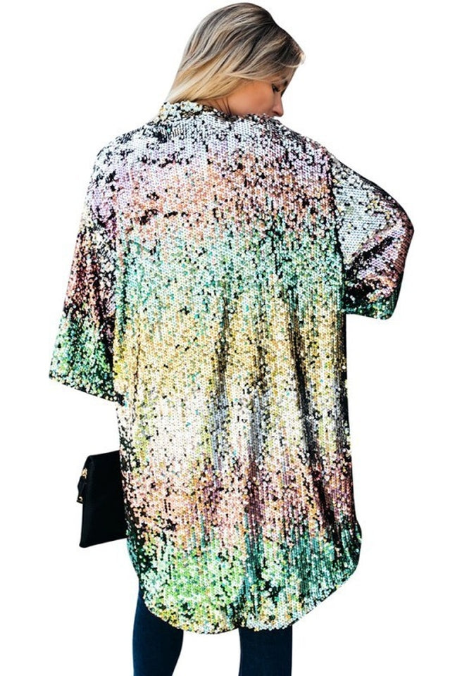Colorful Mid-Length Sequin Cardigan - Seldom Seen Styles