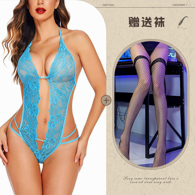 Sexy Lingerie Amazon Foreign Trade Source See-through Backless Shaping Lace-up Lace