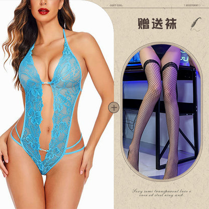 Sexy Lingerie Amazon Foreign Trade Source See-through Backless Shaping Lace-up Lace