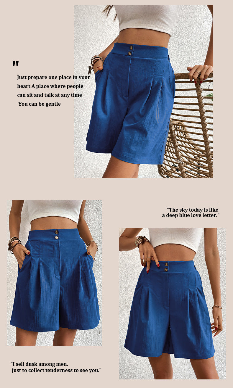 Womens Shorts Dressy Casual 2025 Trendy Summer Elastic High Waisted Pleated Side Slit Business Work Shorts Pockets
