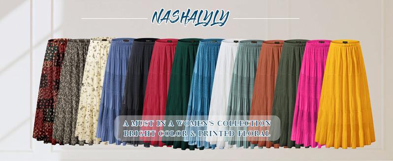 Women's Chiffon Elastic High Waist Pleated A-Line Flared Maxi Skirts Breathable & Comfortable Casual Summer Wear White Black Gymskirt - Seldom Seen Styles