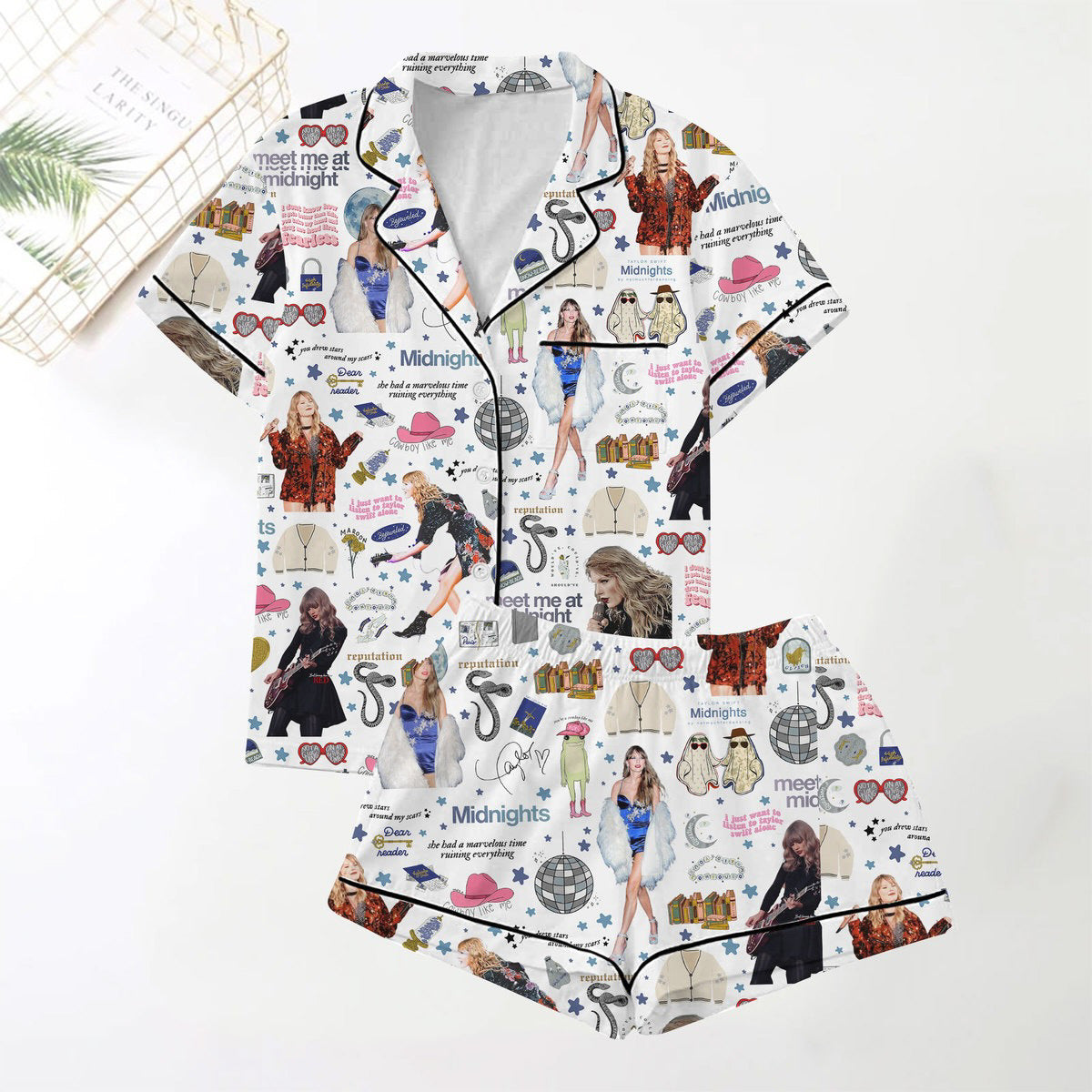 Moon Princess Sailor Guardians Wand Satin Pajama Set For Women Print Comfy Satin Sleepwear & Loungewear Pjs Printing Silky Top & Bottoms - SHESHOW