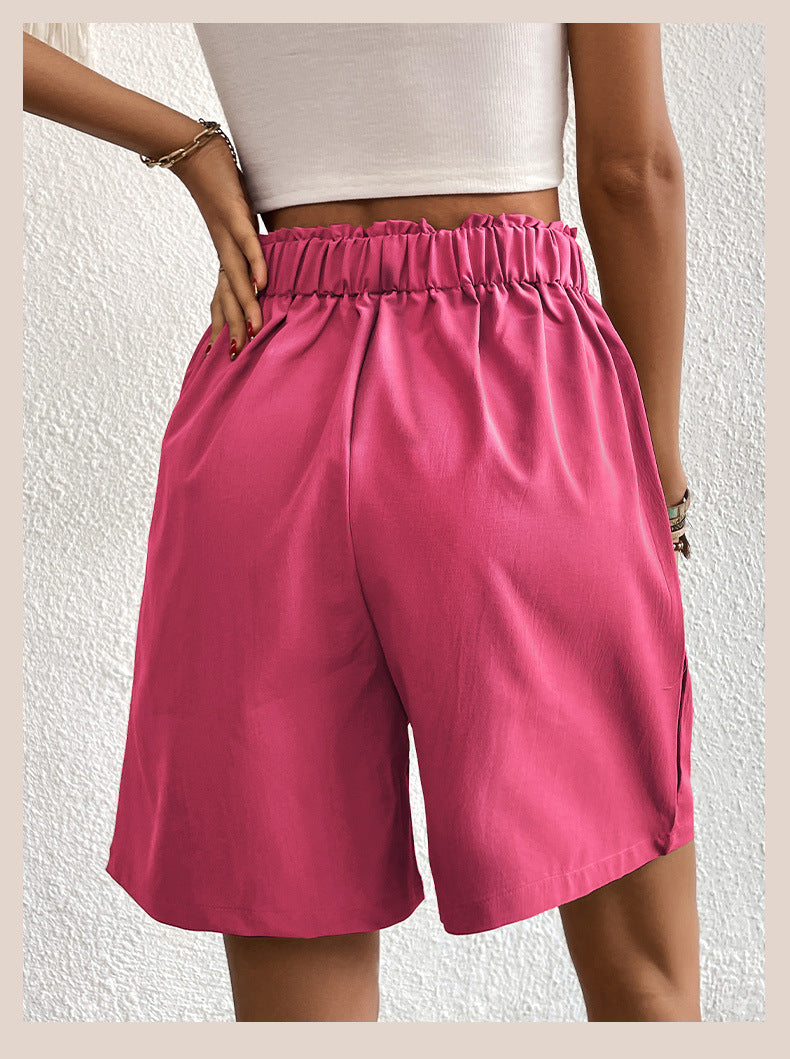 Womens Shorts Dressy Casual 2025 Trendy Summer Elastic High Waisted Pleated Side Slit Business Work Shorts Pockets