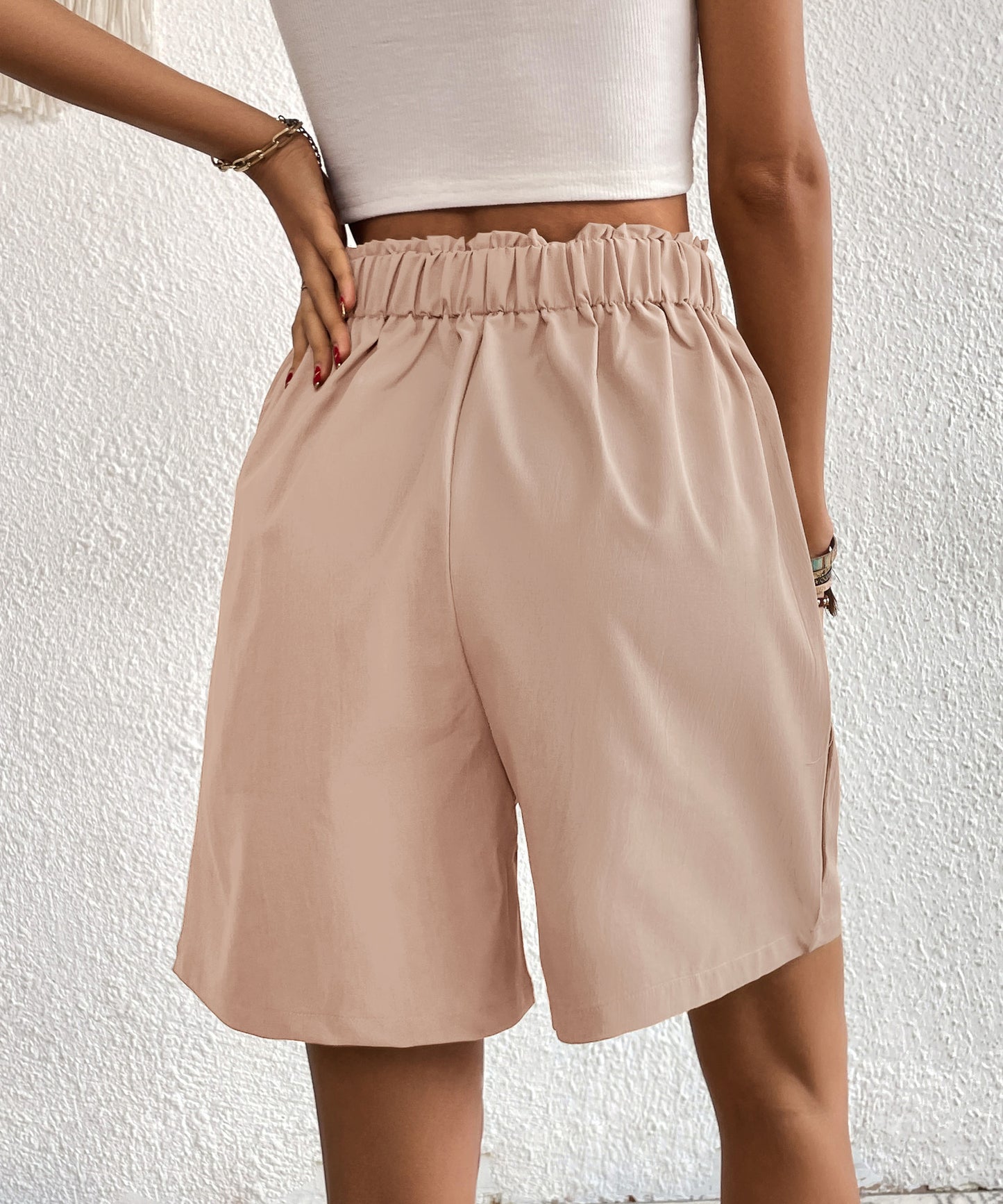 Womens Shorts Dressy Casual 2025 Trendy Summer Elastic High Waisted Pleated Side Slit Business Work Shorts Pockets