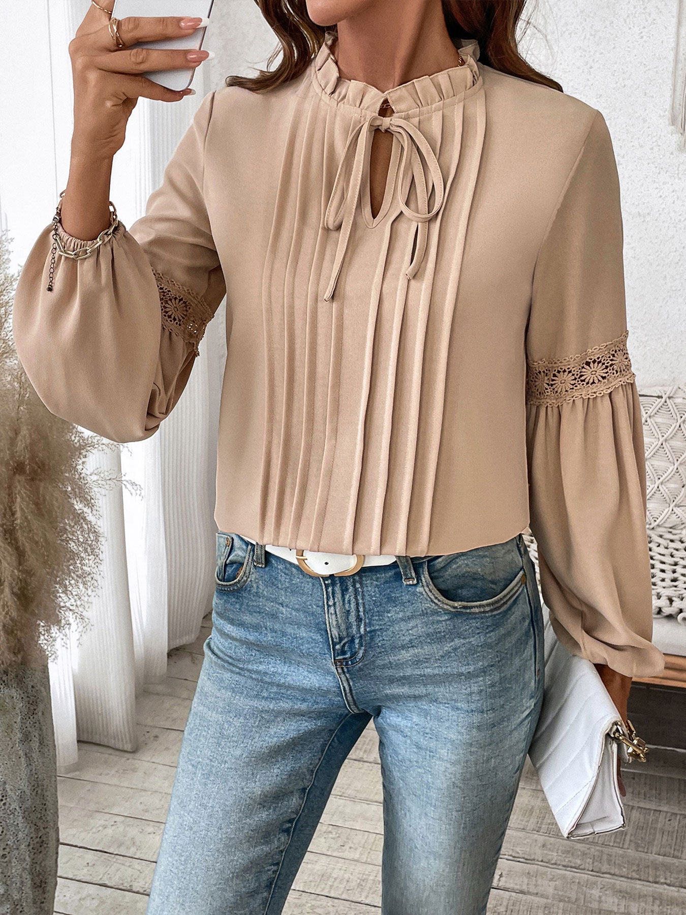 Womens Tops Dressy Casual Long Sleeve Shirts V Neck Chiffon Blouses Fall Outfits for Women 2025 - Seldom Seen Styles