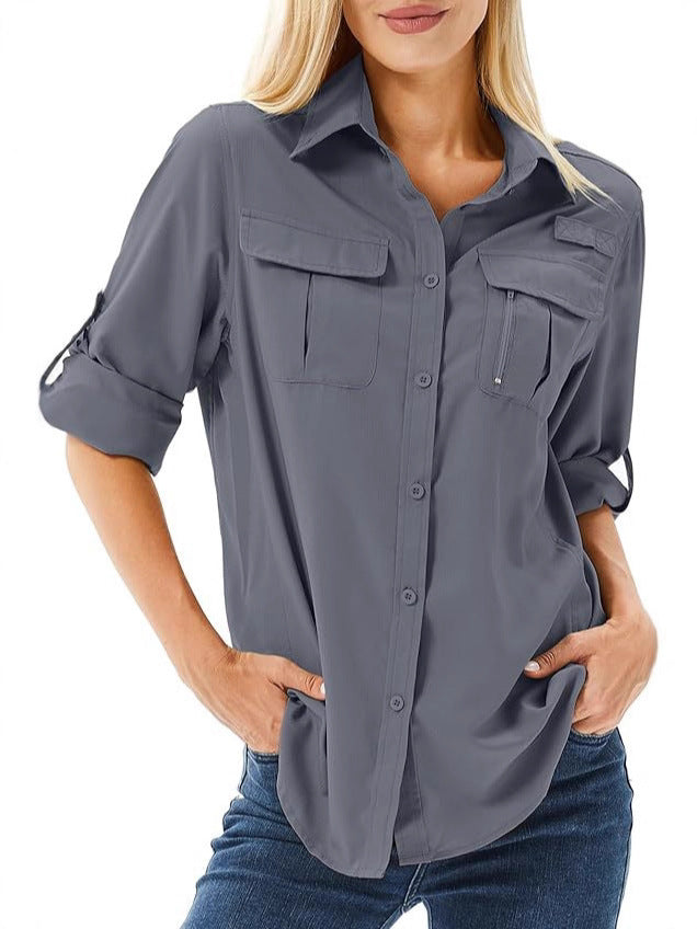 Women's UPF 50 Long Sleeve Sun Protection Shirts Safari Fishing Hiking - Seldom Seen Styles
