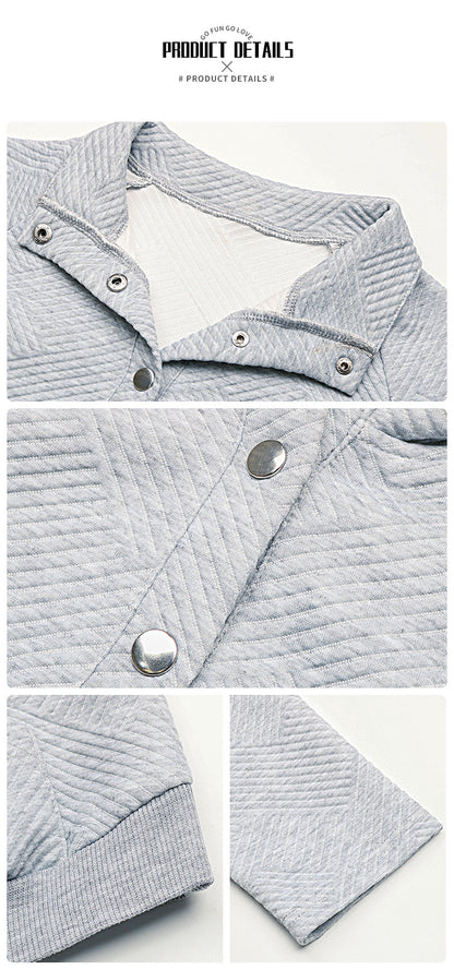 Independent Station Wholesale Hot Selling Multi-color Casual Simple Versatile Long Sleeve Textured Solid Color Cross-border Sweatshirt