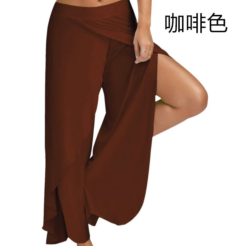 Flowy Split Yoga Pants for Women High Slit Harem Pants Plus Size Wide Leg Lounge Pants Summer Beach Loose Trousers - Seldom Seen Styles
