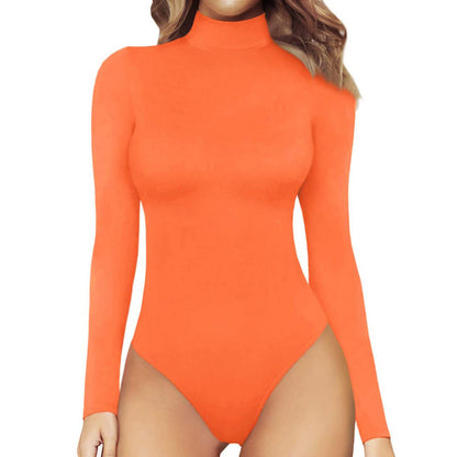 Women's Sexy Square Neck Bodysuit Long Sleeve Double Lined Shirt Tops