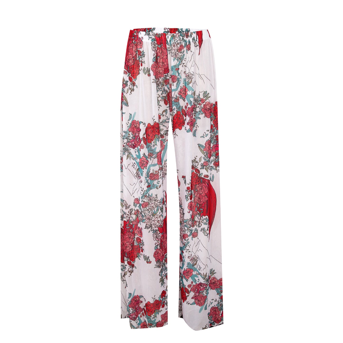 Womens Elastic High Waisted Palazzo Pants Casual Wide Leg Long Lounge Pant Trousers with Pocket - Seldom Seen Styles