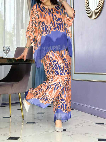 Women's Round Neck Printed Chiffon Suit - Seldom Seen Styles