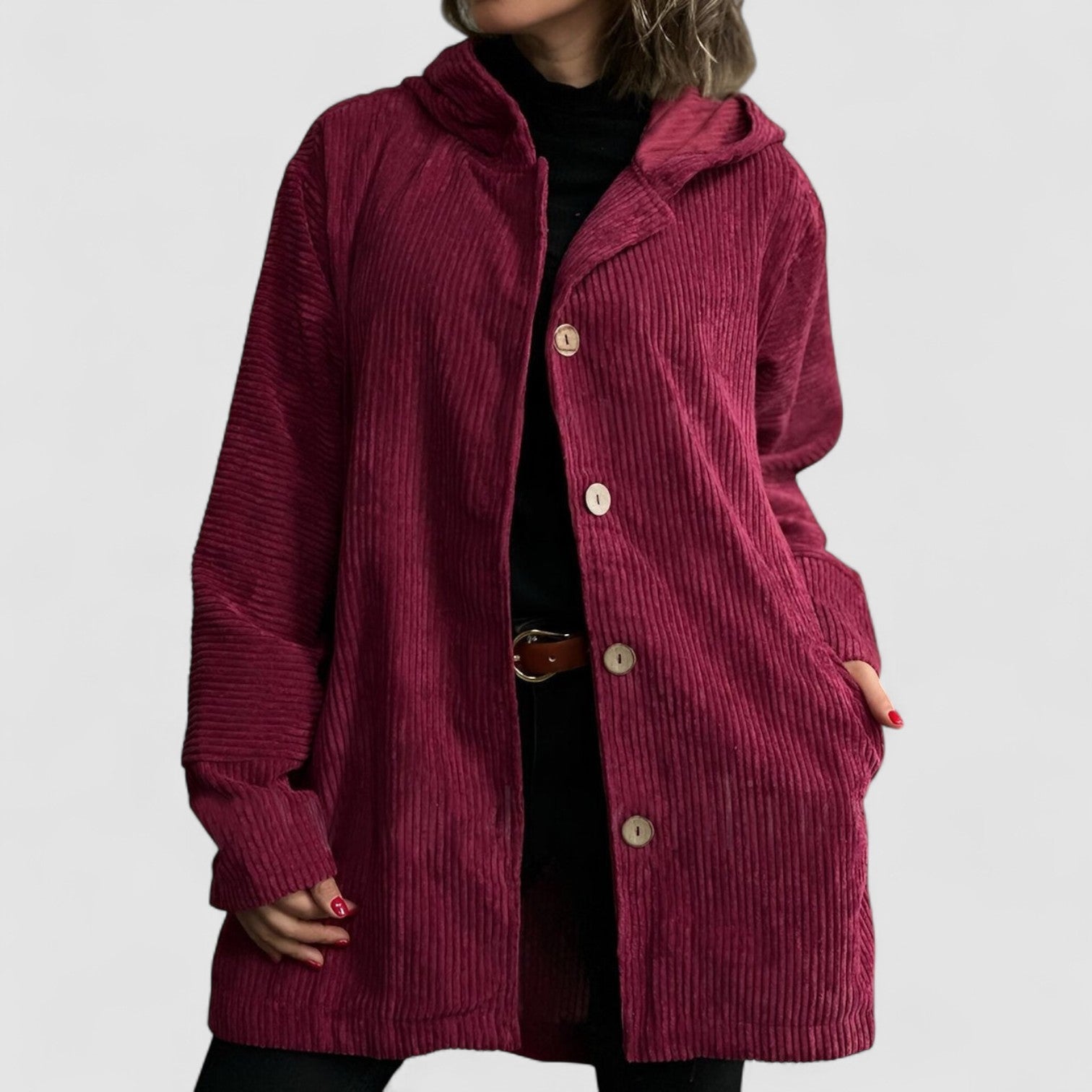 Cordia - Cozy Corduroy Hooded Jacket - Seldom Seen Styles