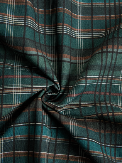 Women's Plaid Lapel Single-Breasted Shirt Maxi Dress MDA1249H1Y