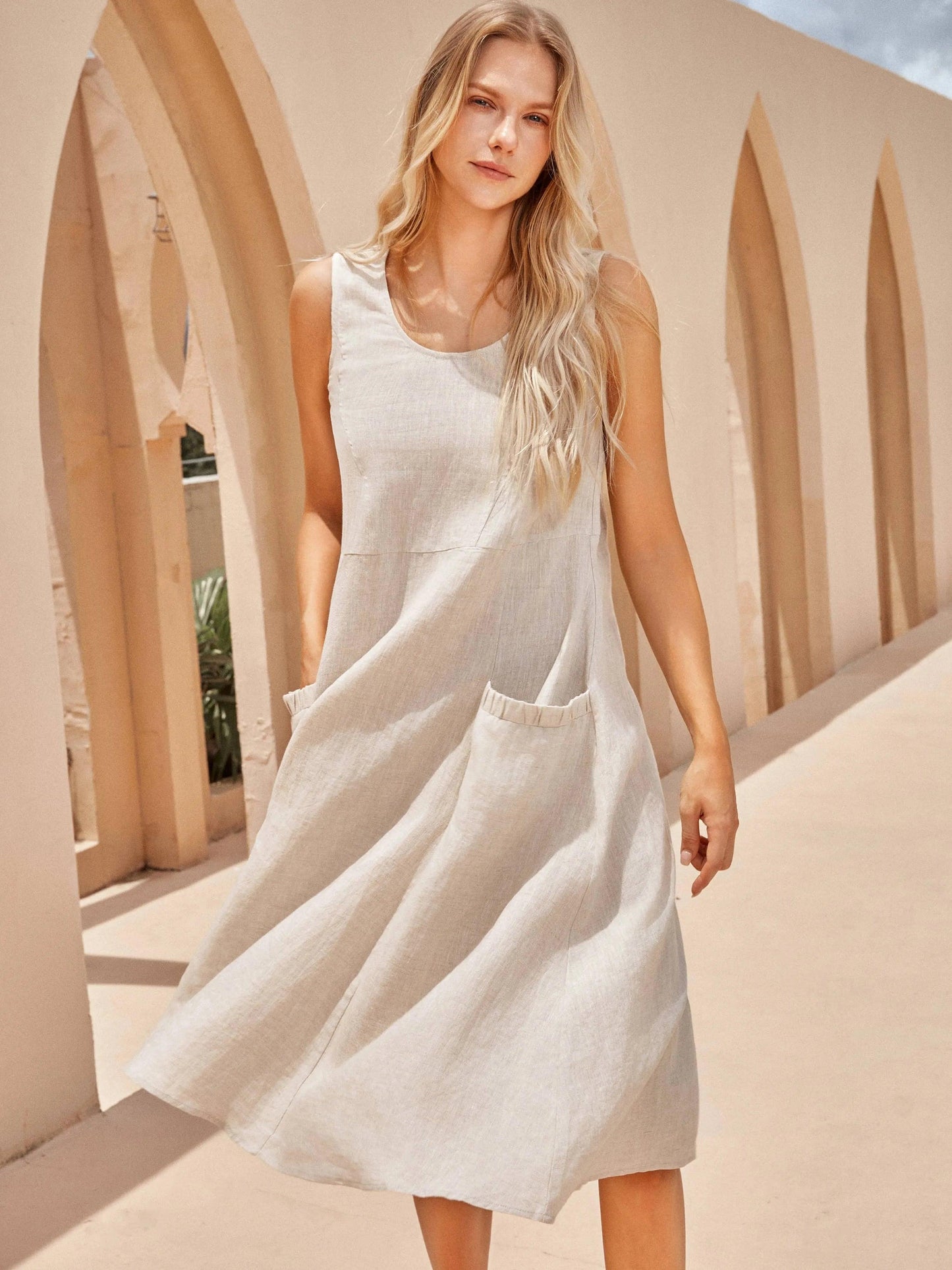 100% Linen Swing Beach Tank Dress GIANA - Seldom Seen Styles