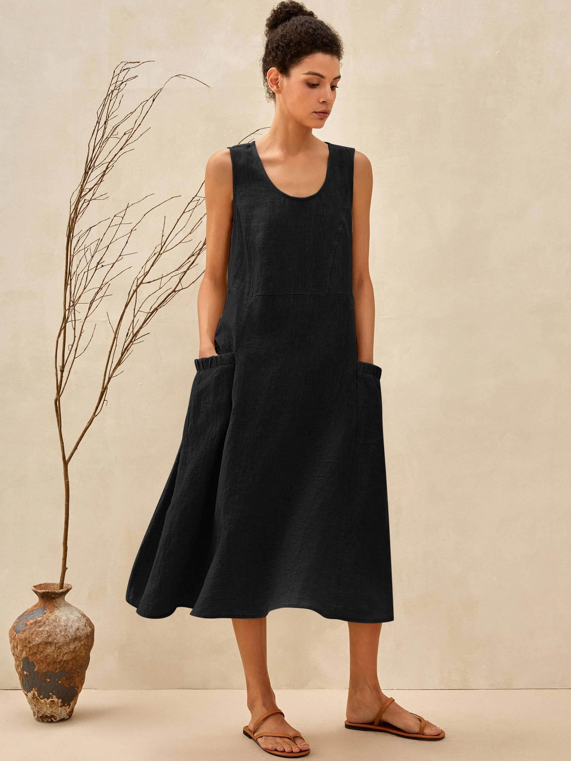 100% Linen Swing Beach Tank Dress GIANA - Seldom Seen Styles