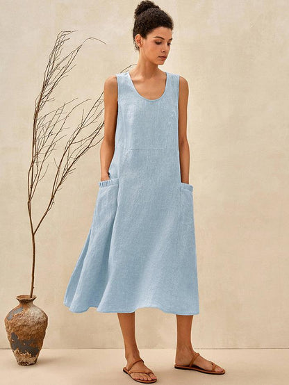 100% Linen Swing Beach Tank Dress GIANA - Seldom Seen Styles