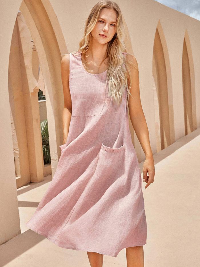 100% Linen Swing Beach Tank Dress GIANA - Seldom Seen Styles