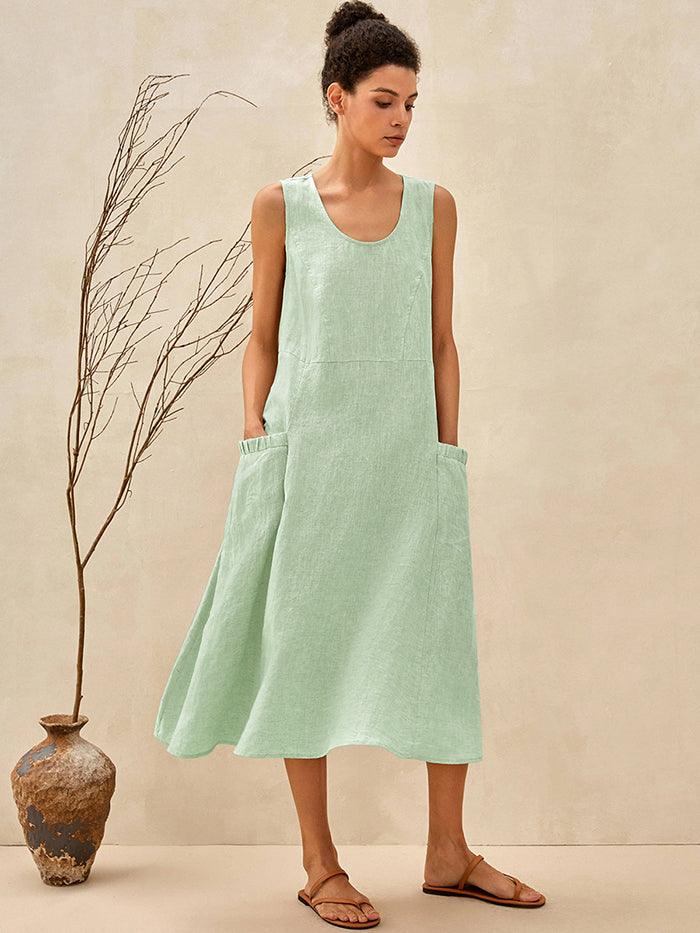 100% Linen Swing Beach Tank Dress GIANA - Seldom Seen Styles