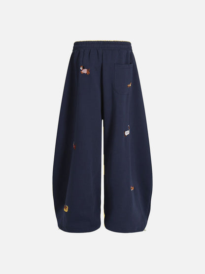 Embroidery Puppy Baggy Barrel Sweatpants