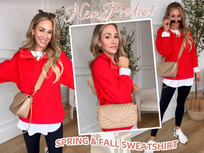 Sweatshirt for Women Oversized Casual Long Sleeve Button Henley Neck Pullover Tops Fashion Outfits Clothes