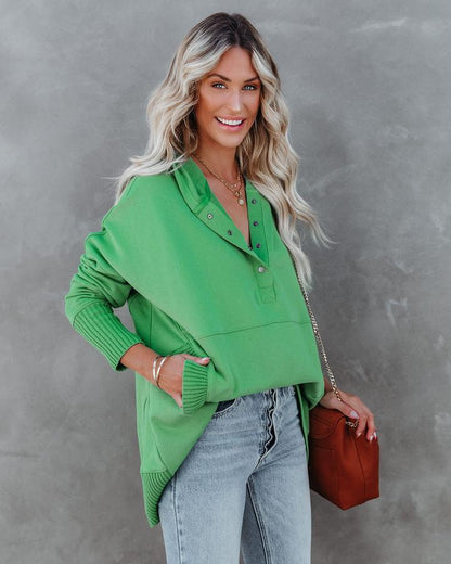 Women's Casual Oversized Sweatshirts Hoodies Button V Neck Long Sleeve Cotton Henley Pullover Hooded Tops 2025 Womenswear Winter Outfits Clothes