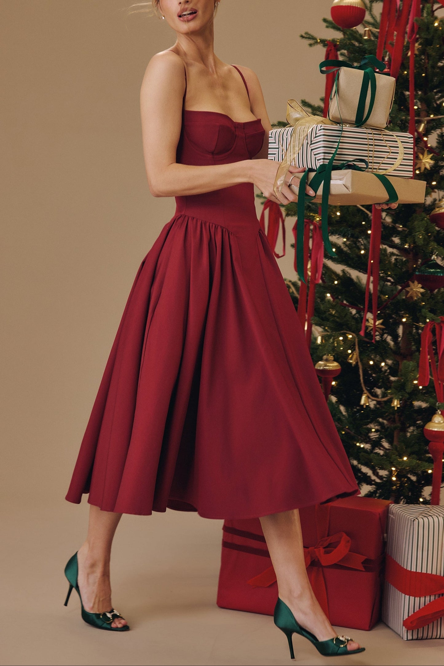 Hannah Midi Dress in Red