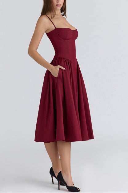 Hannah Midi Dress in Red