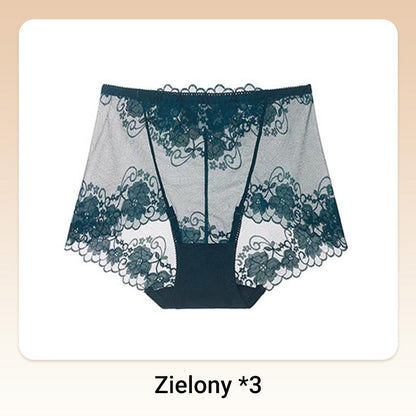 Damskie ręcznie robione bokserki z koronką o wysokim stanie