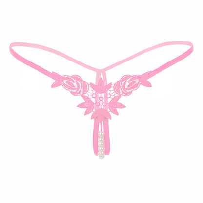 Pearl Play Embroidered Crotchless Thong