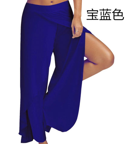 Flowy Split Yoga Pants for Women High Slit Harem Pants Plus Size Wide Leg Lounge Pants Summer Beach Loose Trousers - Seldom Seen Styles