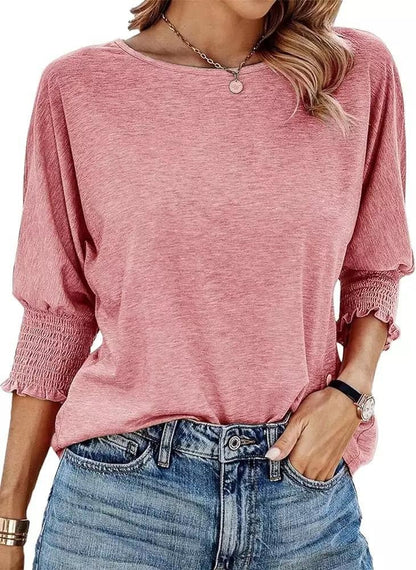 Women's 2025 Fashion Tops 3/4 Sleeve T-Shirts Cute Crewneck Basic Business Tees Blouses Casual Summer Wear Super Soft Breathable Fabric - Seldom Seen Styles