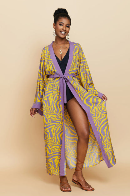 Print Belted Kimono Dress - Seldom Seen Styles