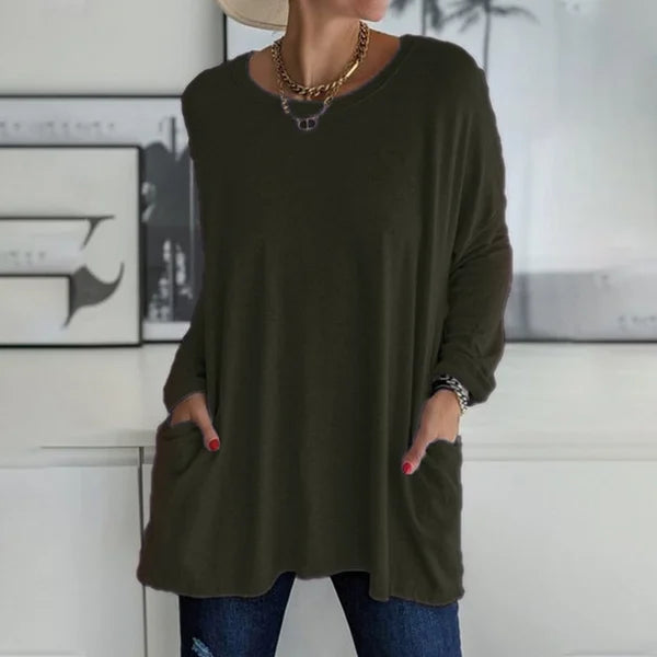 👚50% discount ✨New long-sleeved cotton T-shirt with a casual pocket - Seldom Seen Styles