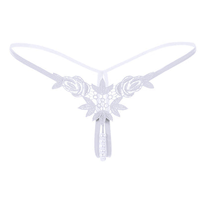 Pearl Play Embroidered Crotchless Thong