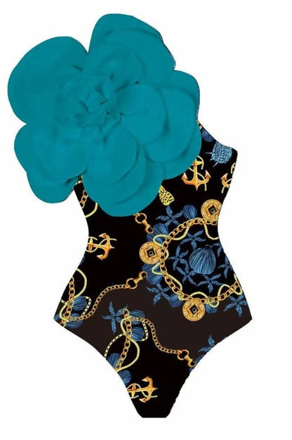 3D Flower One Piece Swimsuit & Skirt Set - Seldom Seen Styles