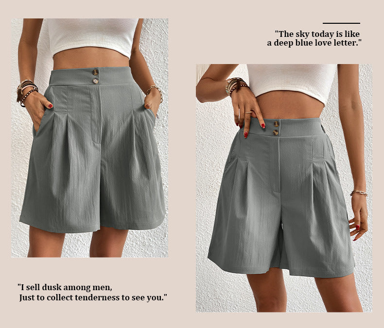 Womens Shorts Dressy Casual 2025 Trendy Summer Elastic High Waisted Pleated Side Slit Business Work Shorts Pockets