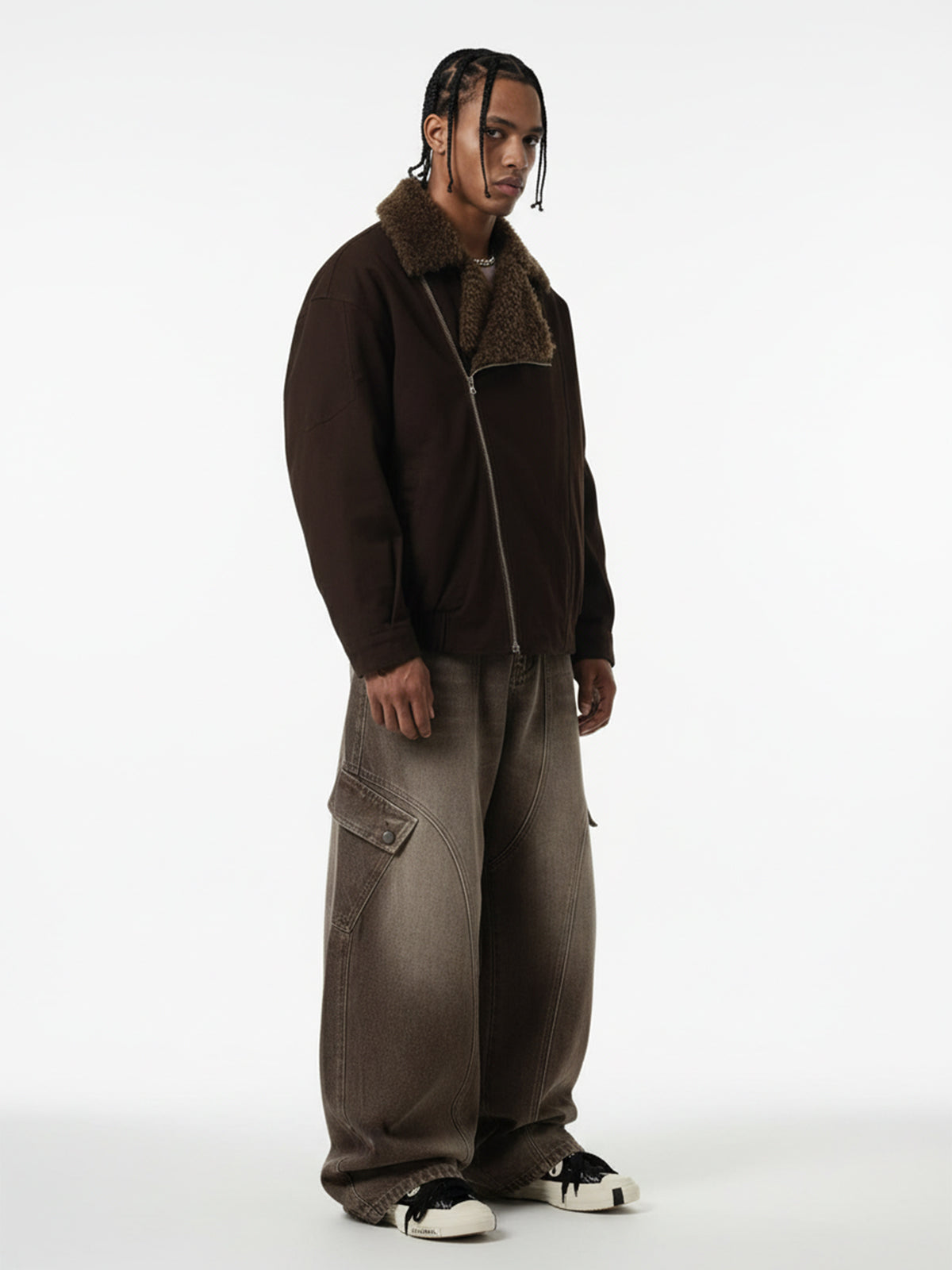 Vintage Washed Workwear Barrel Jeans 