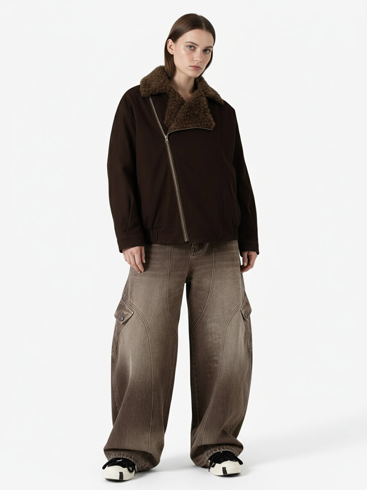 Vintage Washed Workwear Barrel Jeans 