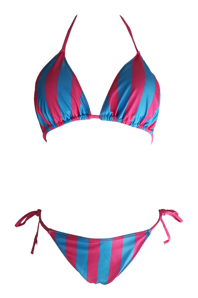 Stripe Print Push Up Brazilian Swimsuit - Seldom Seen Styles