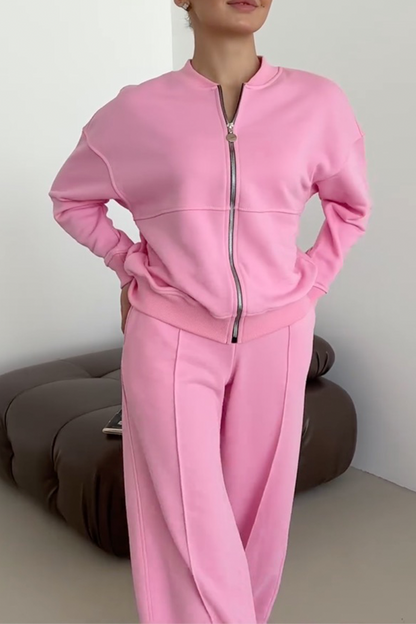 Women's Zipper Jacket & Pants Two-piece Set - Seldom Seen Styles