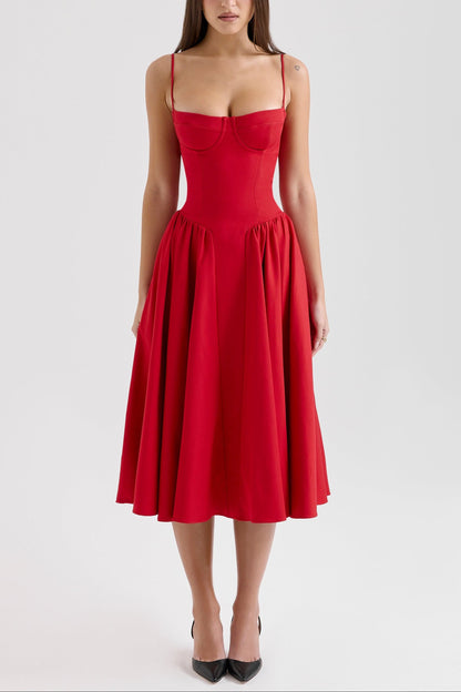 Hannah Midi Dress in Red
