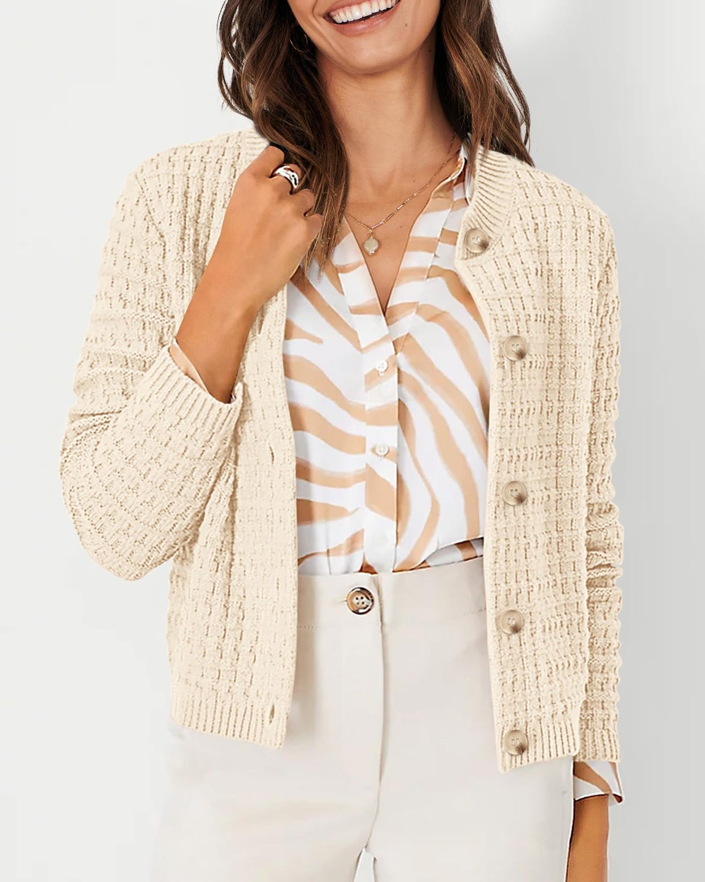 Women's Knit Cardigan Sweaters Casual Long Sleeve Open Front Button Down Trendy Jackets Outerwear
