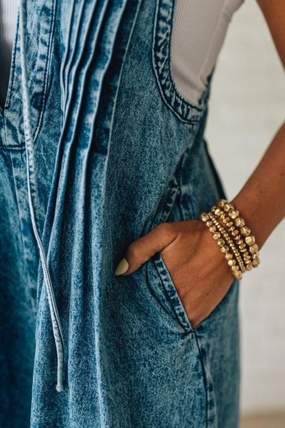 Ladies' Shoulder Strap Hollow Splicing Pleated Casual Jumpsuit - Seldom Seen Styles