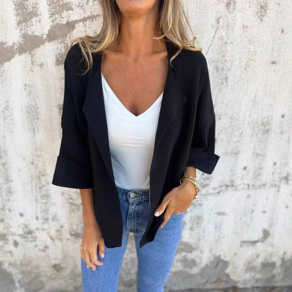 Casual Faux Suede Cardigan Buttonless Solid Color Lapel Jacket for Women,Peculiaral Faux Suede Cardigan for Layering - Seldom Seen Styles