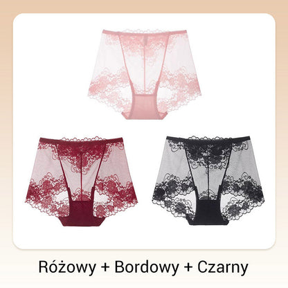 Damskie ręcznie robione bokserki z koronką o wysokim stanie